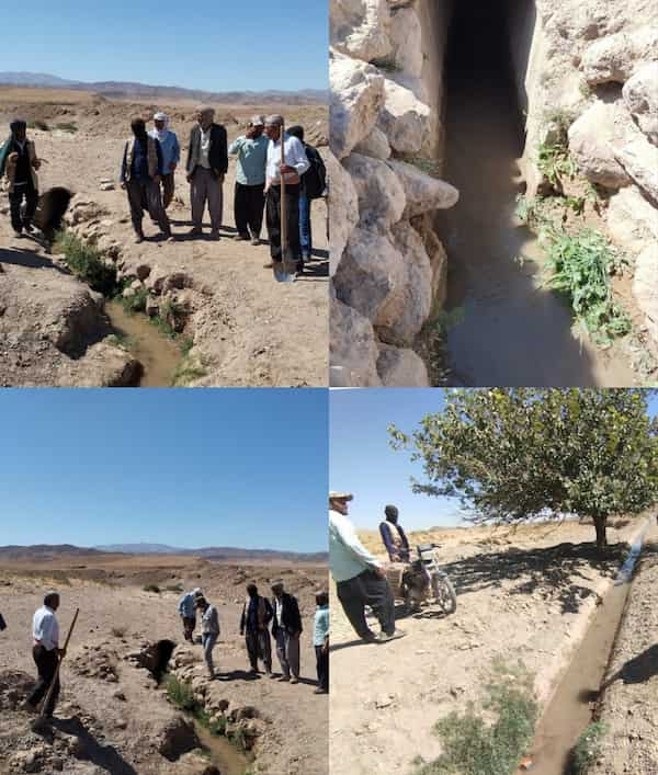 بازگشایی یک حلقه چاه مسدودشده قنات گروجه روستای جوزقان تایباد و افزایش آبدهی قنات