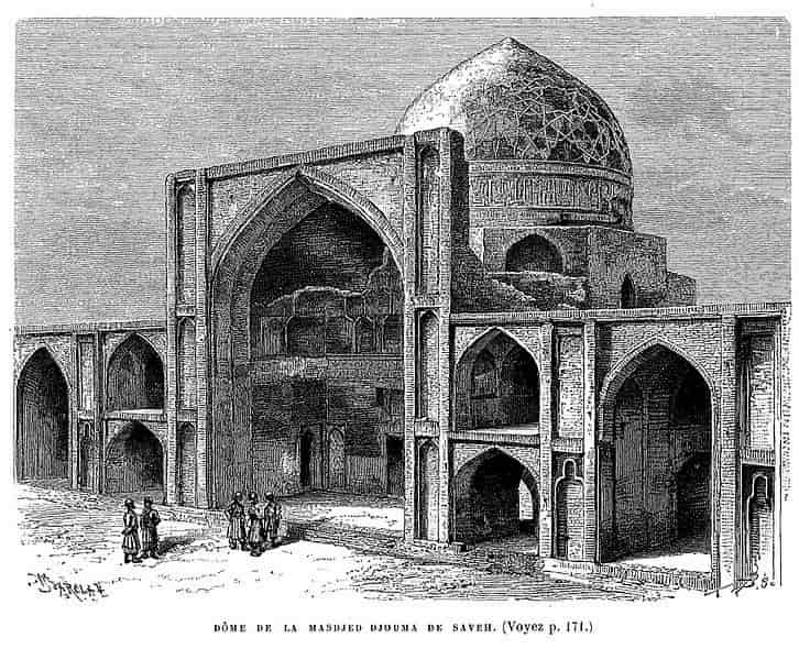 نقاشی مسجد جامع ساوه اثر ژان دیولافوا - ۱۸۸۱